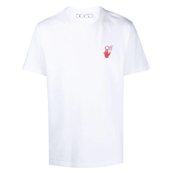 オフホワイト メンズ Tシャツ トップス ロゴ Tシャツ 0125 WHITE RED