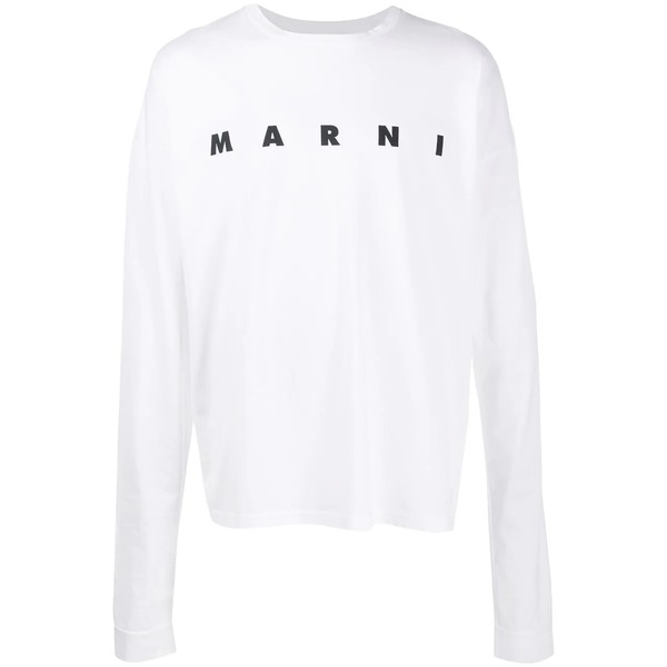 マルニ メンズ Tシャツ トップス ロゴ ロングTシャツ 00W01 WHITE