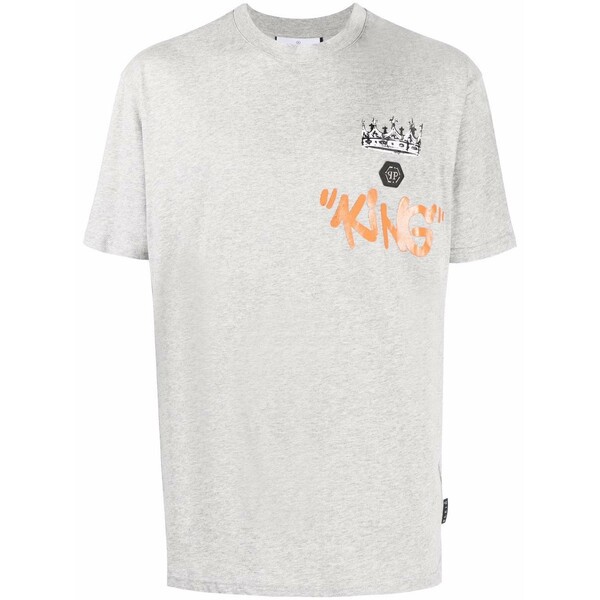 フィリッププレイン メンズ Tシャツ トップス King スカル グラフィック Tシャツ 10 GREY