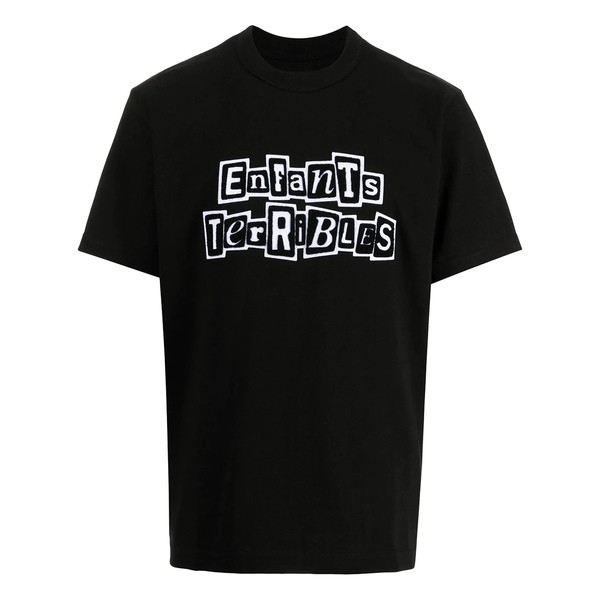 サカイ メンズ Tシャツ トップス スローガン Tシャツ BLACK