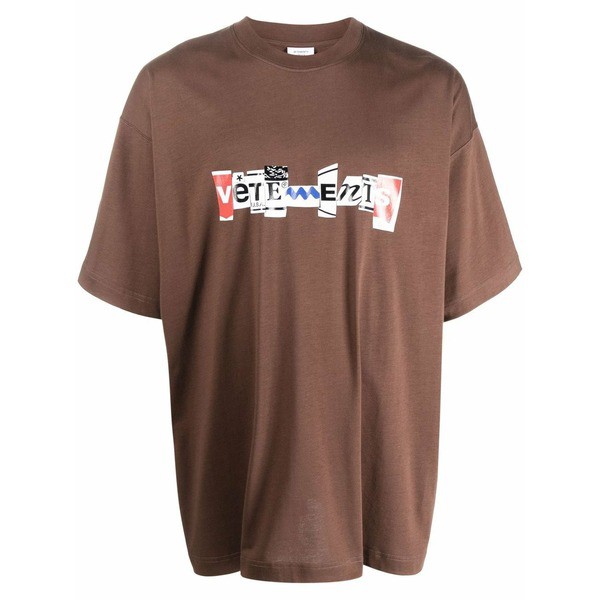 ヴェトモン メンズ Tシャツ トップス ロゴ Tシャツ MARRONE