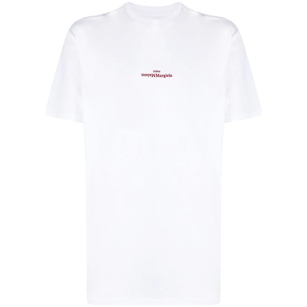 マルタンマルジェラ メンズ Tシャツ トップス ロゴ Tシャツ WHITE RED