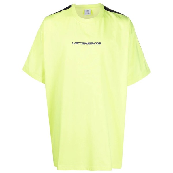 ヴェトモン メンズ Tシャツ トップス ロゴトリム Tシャツ 1602 NEON YELLOW