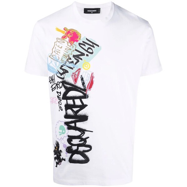 ディースクエアード メンズ Tシャツ トップス ロゴ Tシャツ 100 WHITE