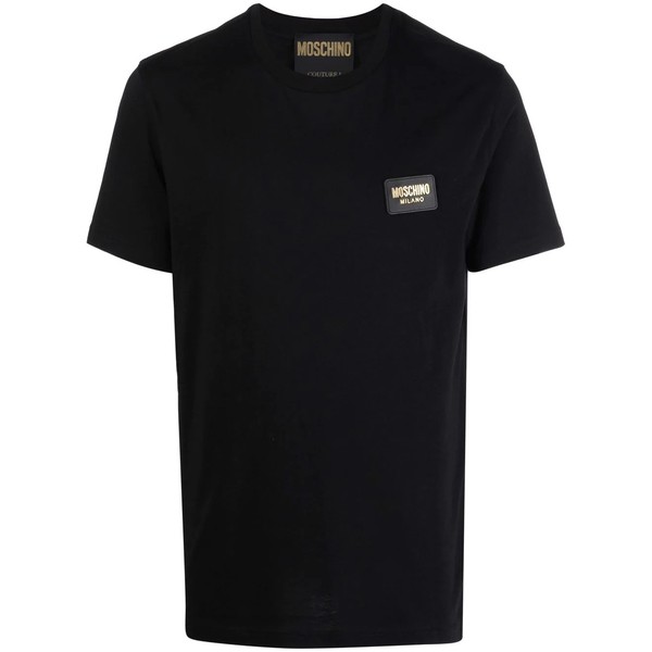 モスキーノ メンズ Tシャツ トップス ロゴパッチ Tシャツ 0555 BLACK