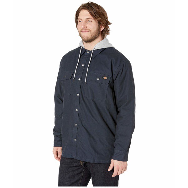 dickies relaxed fit icon hooded duck quilted shirt jacket