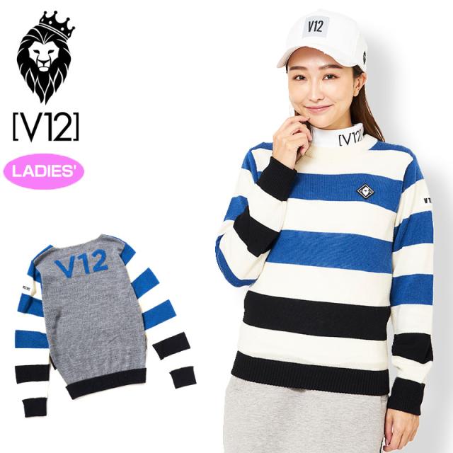 廃番特価 V12 ゴルフ ヴィ トゥエルヴ レディース Multi Border Knit セーター V1219 Kn02 15gray 秋冬春 新品 19fw レディス ゴルフウェア トップス アウター V12logo V12ロゴ マルチボーダーおしゃれ ブランド V12 Golf 特販 安い Kingscages Com
