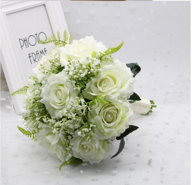 婚禮花束buquet Butonia清單花束花束花束花束女士玫瑰玫瑰鮮花新娘手工製作套件新娘花束 ウエディングブーケブートニアリストブーケ花束花飾り 結婚式バラ造花手首の花花嫁披露宴手作りキットブライダルブーケ