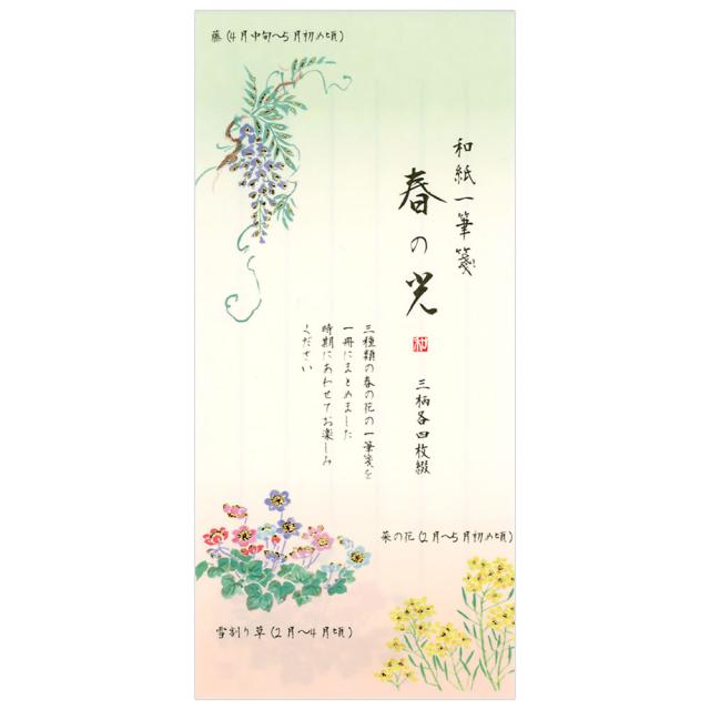 Ichiken彈簧圖案彈簧燈23 372 17 12張 3張圖案 Wakaji Wuji 強姦盛開 雪堆草金絲表達公司 一筆箋春柄春の光23 372 17 12枚 3柄 和紙藤 菜の花 雪割り草金シルク表現社