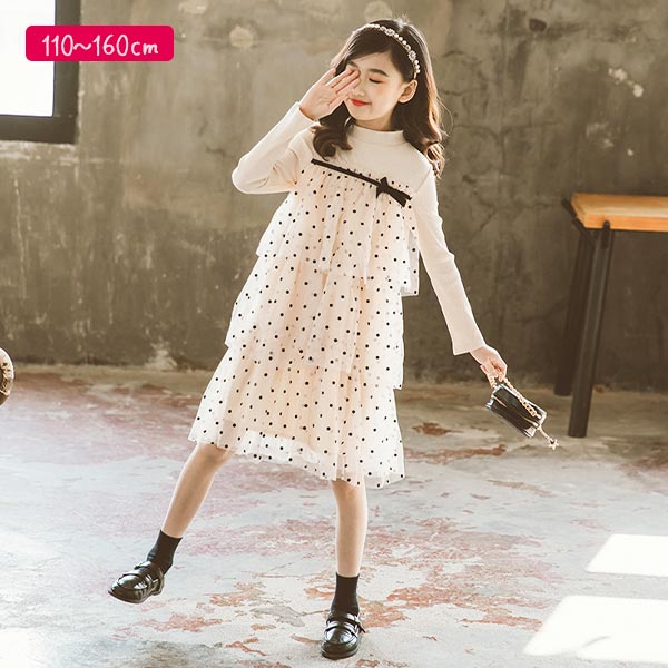 良品まとめ売り 水玉レイヤードスカートドレス 子供服 ワンピース ドレス お上品 ミドル丈 春 秋 ドット 水玉 大人かわいい 小学生 中学生 女子 洋風 エレガント フェミニン 60個で送料込 Acesso Portalcasadoestudante Com Br