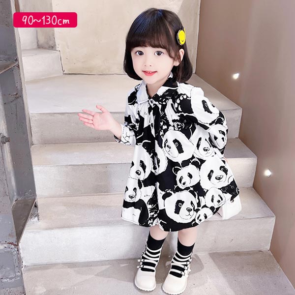 ウクライナ情勢緊迫化 子供 春服 女の子 ワンピース 長袖 パンダ 総柄 子供服 動物柄 ぱんだ 春 秋 可愛い キャラクター 園児 幼稚園 保育園 通学 小学生 低学年 ミディ丈 映え可愛い 売り出し超安い Siaptech Com
