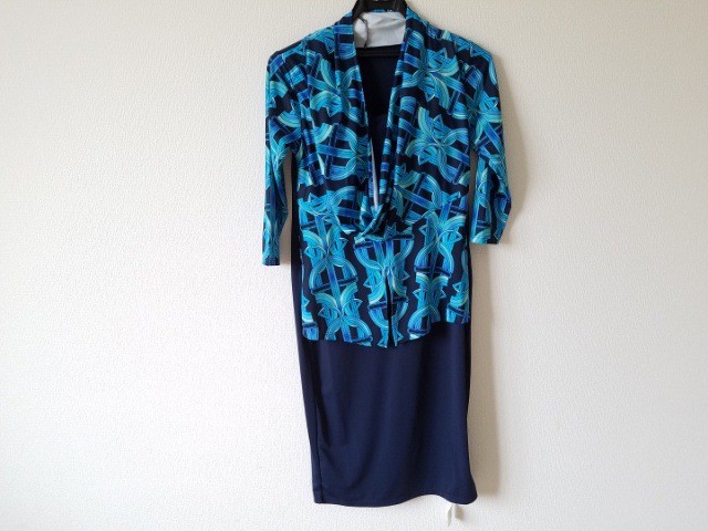 マダムヒロコ MADAME HIROKO ワンピース サイズS レディース 黒×ライトブルー×ブルー 胸パッド【中古】 マダムヒロコ MADAME HIROKO ワンピース サイズS レディース 黒×ライトブルー×ブルー 胸パッド【中古】