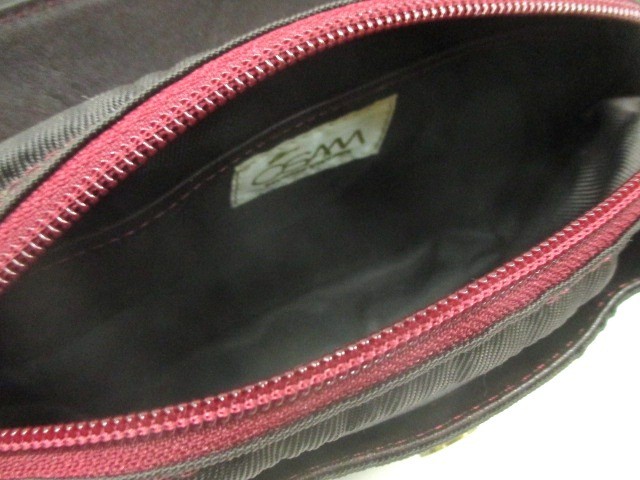 オサム osam ショルダーバッグ レディース ボルドー×ダークブラウン ミニバッグ パイソン×ナイロン×スエード【中古】 オサム osam ショルダーバッグ レディース ボルドー×ダークブラウン ミニバッグ パイソン×ナイロン×スエード【中古】