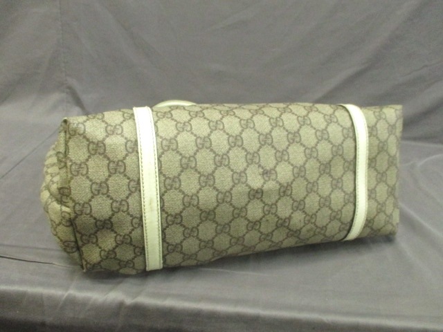 グッチ GUCCI トートバッグ レディース GG柄 197953 カーキ×白 PVC(塩化ビニール)×レザー【中古】 グッチ GUCCI トートバッグ レディース GG柄 197953 カーキ×白 PVC(塩化ビニール)×レザー【中古】