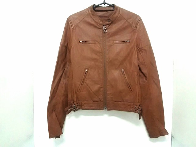 マウジー Moussy ライダースジャケット サイズ2 M レディース ブラウン 合皮 冬物 中古