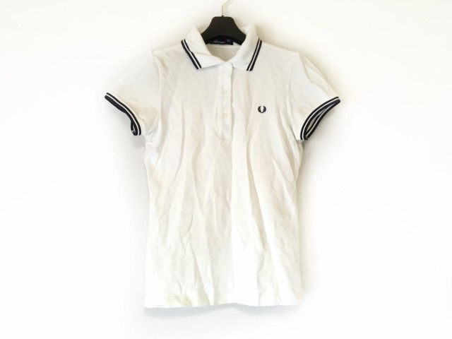 フレッドペリー FRED PERRY 半袖ポロシャツ サイズ40 L レディース 白×ダークネイビー【】 フレッドペリー FRED PERRY 半袖ポロシャツ サイズ40 L レディース 白×ダークネイビー【】