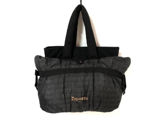 レペット repetto トートバッグ レディース 黒×グレー リボン ポリエステル×コットン【】20190930 レペット repetto トートバッグ レディース 黒×グレー リボン ポリエステル×コットン【】20190930
