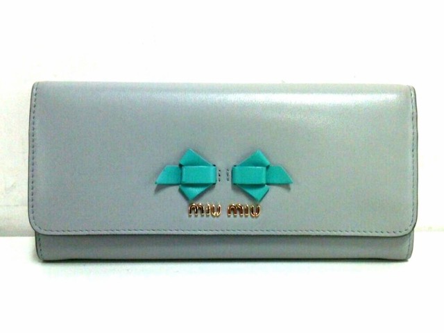 限定特価】 美品 miumiu ミュウミュウ リボン グレー 財布 - その他 ...