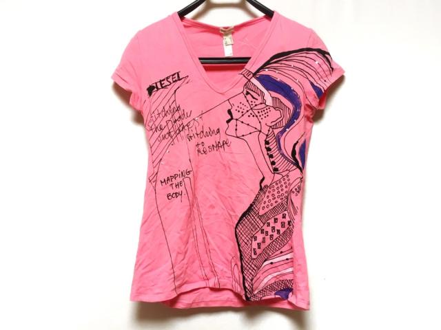 ディーゼル Diesel 半袖tシャツ サイズl レディース ピンク 黒 パープル Vネック 中古 0117の通販はau Wowma ワウマ ブランディア Au Wowma 店 商品ロットナンバー