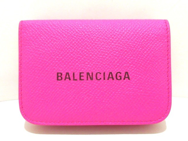 バレンシアガ Balenciaga Wホック財布 レディース 着後レビューで 送料無料 新品同様 0124 ピンク レザー