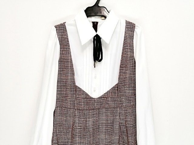 イートミー Eatme ワンピース サイズ3 L レディース 新品同様 白 ボルドー ベージュ 開襟 長袖 ひざ丈 千鳥格子柄 中古 0514の通販はau Pay マーケット ブランディア Au Wowma 店 商品ロットナンバー