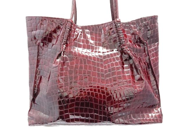デンハマノ 傳濱野 トートバッグ レディース ボルドー 型押し加工 エナメル レザー 中古 0312の通販はau Pay マーケット ブランディア Au Pay マーケット店 商品ロットナンバー