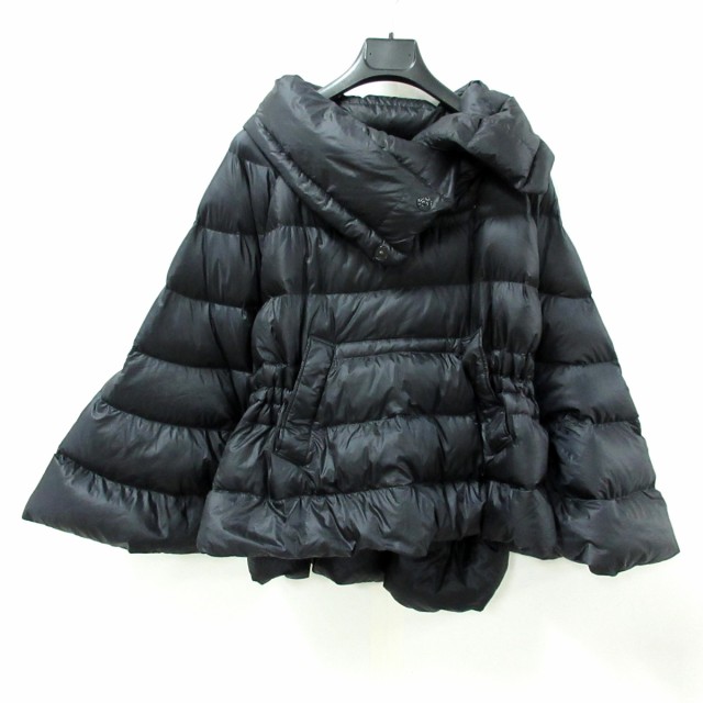 モンクレール MONCLER ダウンコート サイズ0 XS レディース CAMELINE 黒 冬物/ショート丈/ポンチョ【中古】20220724