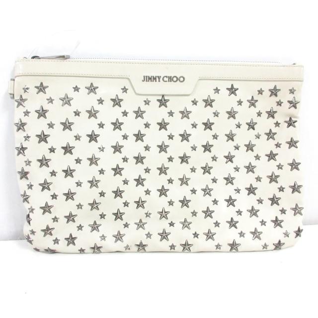 処分特価 ジミーチュウ Jimmy Choo クラッチバッグ レディース 白 シルバー レザー 金属素材 安いオンラインショッピング Triplex Ee