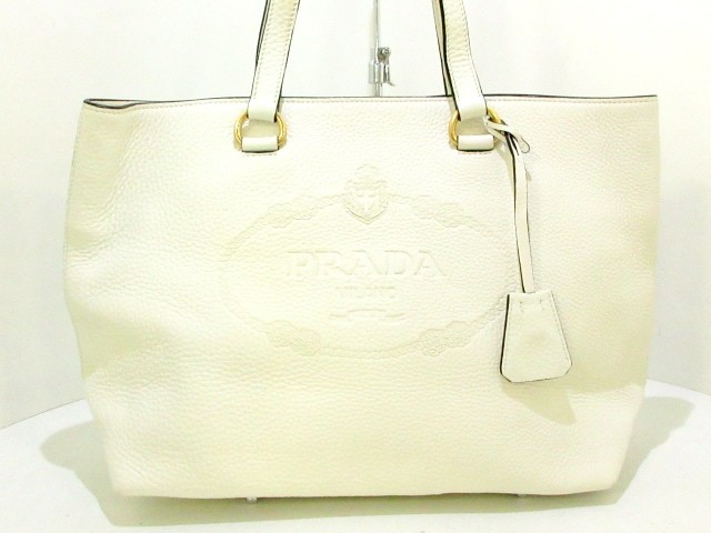 スーツケースワールド プラダ Prada トートバッグ レディース 美品 1bg100 白 革タグ レザー0905 Facto Saatchi Mg