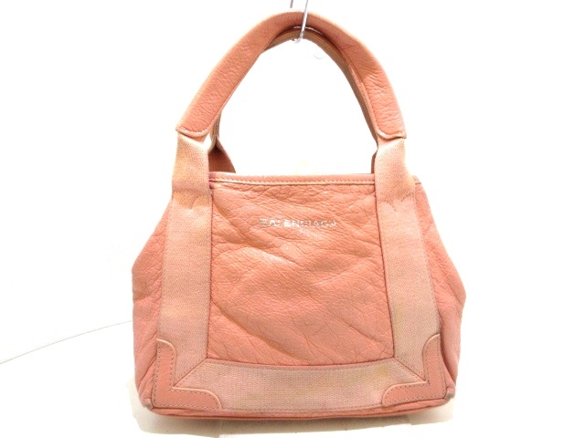 バレンシアガ Balenciaga トートバッグ レディース ネイビーカバxs ピンク レザー 化学繊維2 Fnesaa