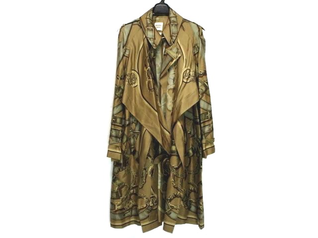 メンズスーツ スーツデポ エルメス Hermes トレンチコート サイズ38 M レディース ベージュ ライトブルー