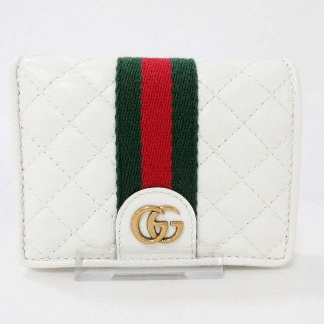 18秋冬新作 グッチ キルティング Gucci 2つ折り財布 レディース レディース 美品 トラプンタート 白 グリーン レッド Pay キルティング レザー 2102 家具の工房 Mu Factory 9edac4 Jycomputers Net