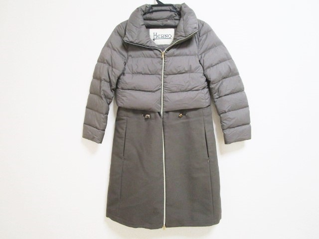 数量は多 ヘルノ Herno ダウンコート サイズ40 M レディース グレーベージュ ブラウン 長袖 冬 100 本物保証 Grupovegadiaz Com