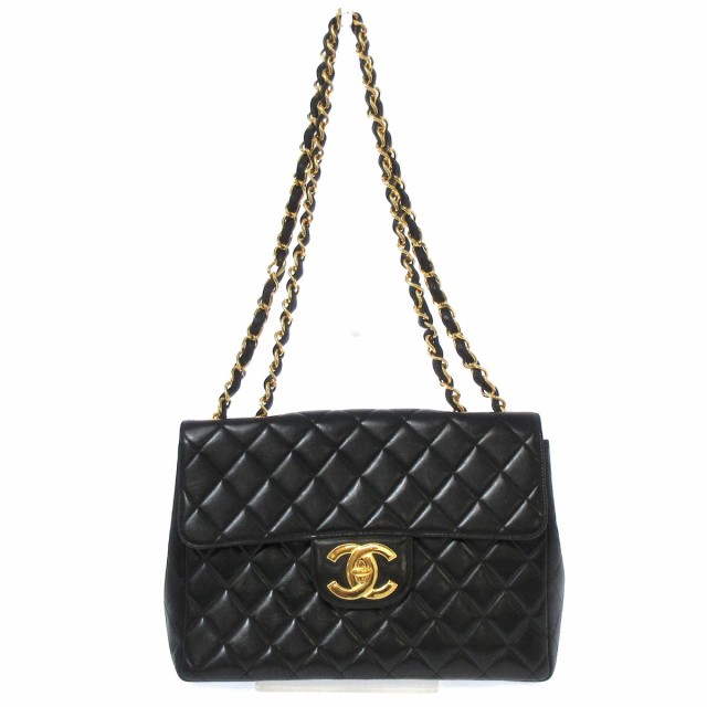 シャネル CHANEL ショルダーバッグ レディース デカマトラッセ 黒 チェーンショルダー/ゴールド金具 ラムスキン【中古】20220715