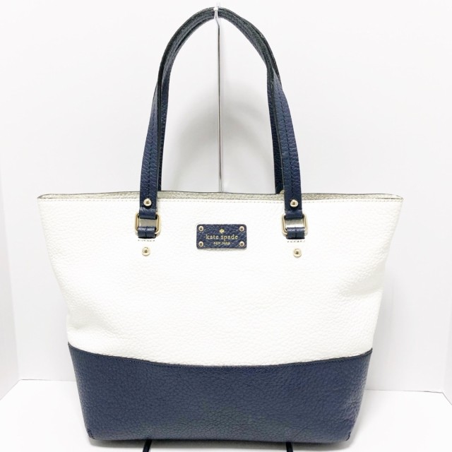 ケイトスペード Kate Spade トートバッグ レディース 中古 Pxru3153 210 白 ネイビー レザー 受賞店