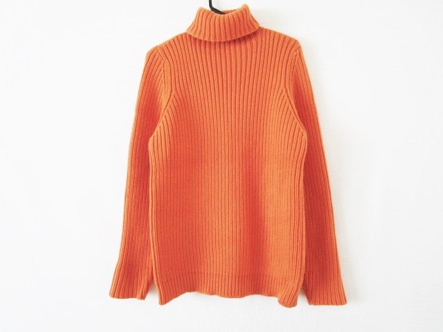 エルメス Hermes 長袖セーター サイズxl メンズ オレンジ タートルネック カシミヤ 中古 2109