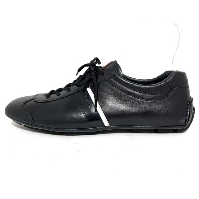 プラダスポーツ Prada Sport スニーカー 6 メンズ 美品 黒 白 レザー 中古