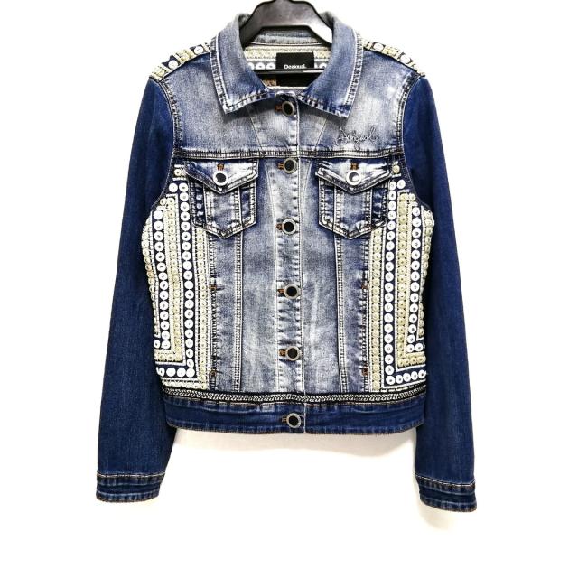 21超人気 デシグアル Desigual Gジャン サイズ38 L レディース ネイビー 白 ライトカーキ 長袖 刺繍 秋 手数料安い Www Gvisalain Com