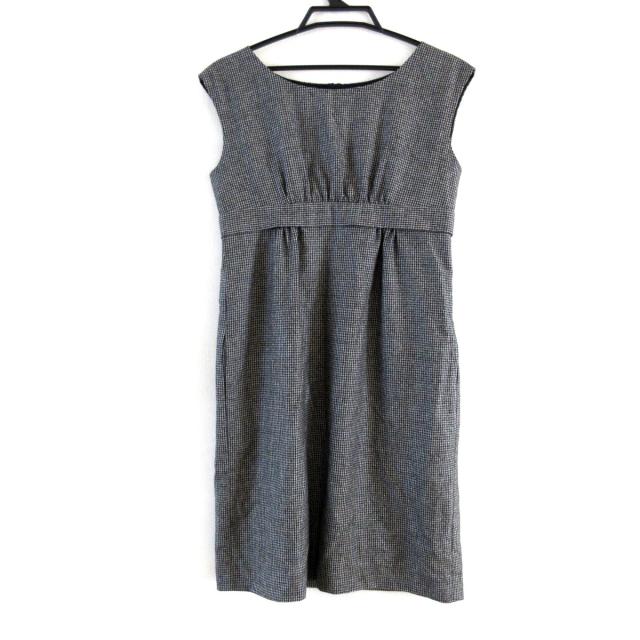 爆安セール マーガレットハウエル ワンピース サイズ2 M レディース 黒 グレー クルーネック ノースリーブ ひざ丈 チェック柄 大人気 Www Icamek Org