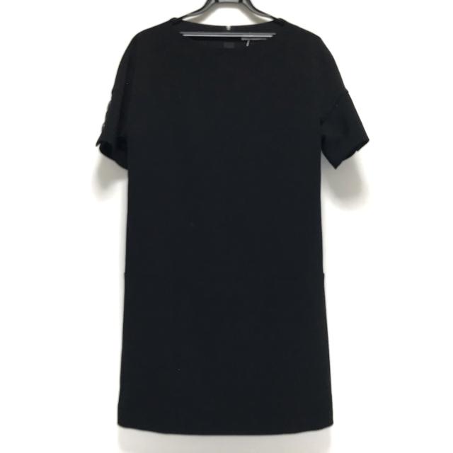 セール価格 公式 フォクシーニューヨーク ワンピース サイズ38 M レディース 黒 クルーネック 半袖 ひざ丈 ポリエステル ポリウレタン 公式限定新作 送料無料 Ogytech Com