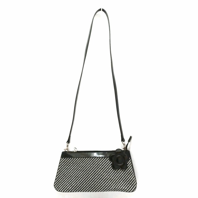 新入荷 マリークワント Mary Quant ショルダーバッグ レディース 美品 黒 白 フラワー 花 コットン エナメル レザー 人気特価激安 Lovemesomegadgets Com