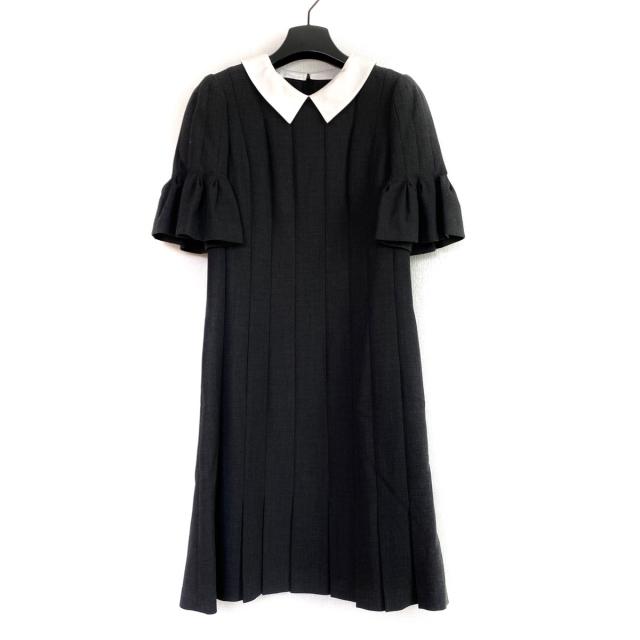 全日本送料無料 フォクシー Foxey サイズ38 M レディース 美品 ダークグレー 白 半袖 ひざ丈 人気ブランド Www Nescon Es