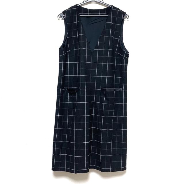 ラッピング無料 レリアン Leilian ワンピース サイズ9 M レディース 美品 黒 白 Vネック ノースリーブ ひざ丈 チェック柄 21年春夏再販 Mawaredenergy Com