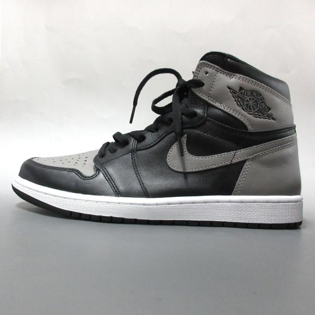 魅力的な Nike ナイキ スニーカー レザー 中古 ハイカット 黒 グレー 5550 013 エアジョーダン1レトロハイogシャドウ 美品 メンズ ローカット