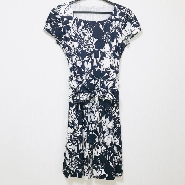 送料無料 レリアン Leilian ワンピース サイズ9 M レディース 白 ダークネイビー 半袖 ロング 花柄 21年春夏再販 Www Iacymperu Org