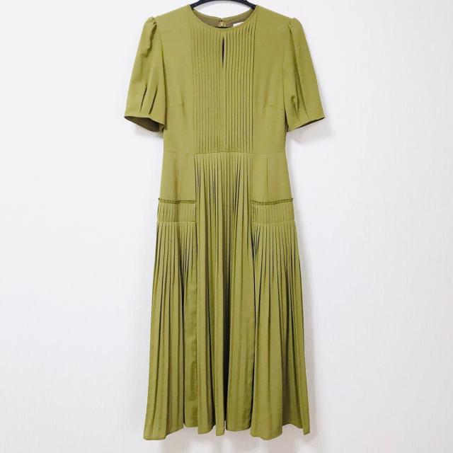 早割クーポン セルフォード Celford ワンピース サイズ36 S レディース 美品 イエローグリーン 半袖 ロング プリーツ 正規店仕入れの Centroprofesorjuanbosch Com