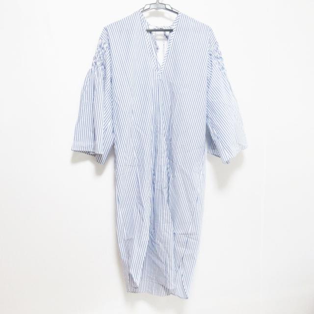 肌触りがいい ミュベールワーク Muveil Work ワンピース サイズ38 M レディース 美品 白 ネイビー 七分袖 ロング ストライプ メーカー包装済 Airportandgo Com