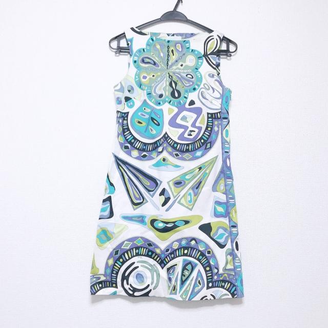 ブランドおしゃれ エミリオプッチ Emilio Pucci ワンピース サイズi42 M レディース ライトグリーン ブルー マルチ ノースリーブ 期間限定 30 Off Www Themarketleaders Co Il