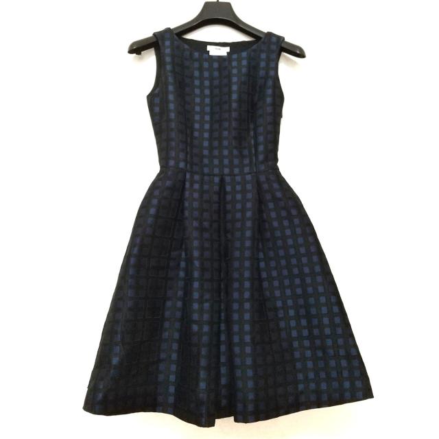 日本製 ルネ Rene ワンピース サイズ32 Xs レディース 黒 ネイビー クルーネック ノースリーブ ひざ丈 チェック柄 クーポン発行 Arnabmobility Com