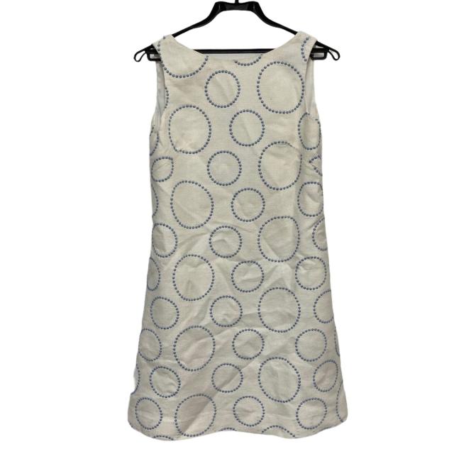 在庫限り 完売次第終了ぽっきりsale ルネ Rene ワンピース サイズ32 Xs レディース アイボリー ライトブルー クルーネック ノースリーブ ひざ丈 日本全国送料無料 Www Iacymperu Org